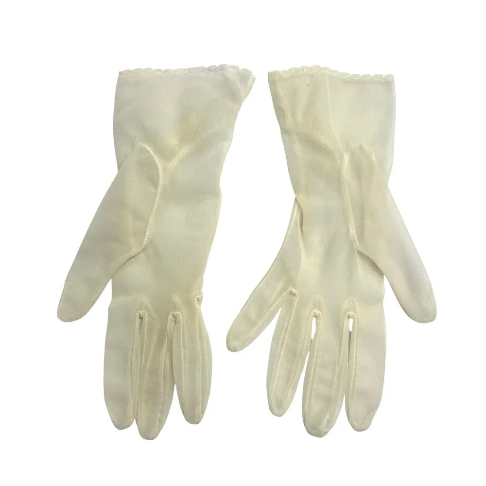 Coquette Sheer Ruffle Wrist Gloves S Cream Regencycore Vintage Glamour Tea Party